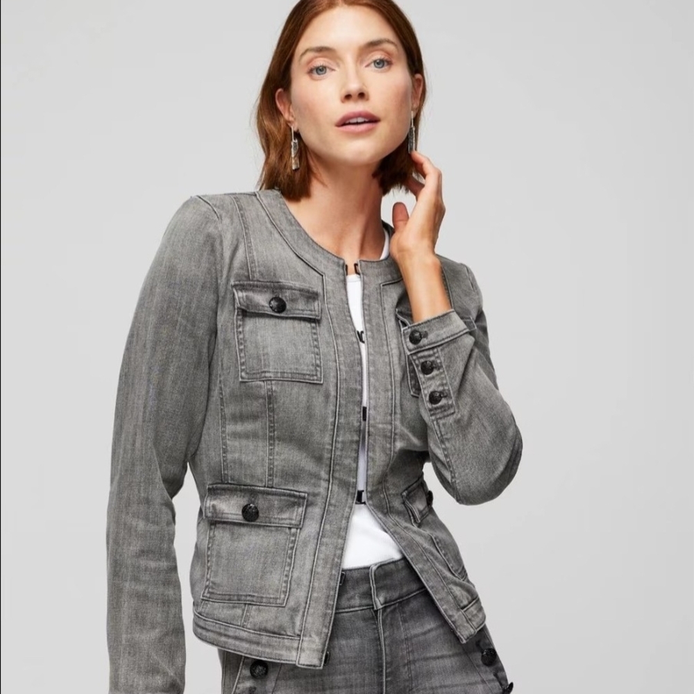 White House Black Market Gray Denim Blazer / Jacket